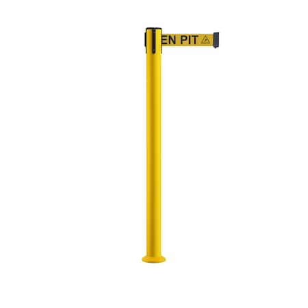 Stanchion Belt Barrier Fixed Base Yellow Post 11ft.Yel. Open.. Belt